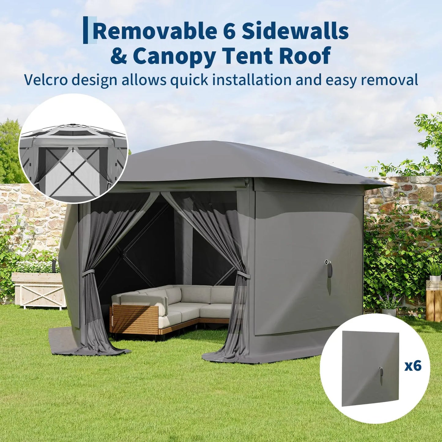 HiMISS Pop Up Gazebo With Removable Roof And Mosquito Netting