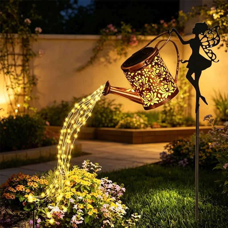 Solar Fairy Watering Can Lights Waterproof, Solar Lights Outdoor Decorative Garden Decor Metal Hanging Lights for Outside Patio Pathway Yard, Christmas Birthday Gardening Gifts