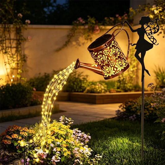 Solar Fairy Watering Can Lights Waterproof, Solar Lights Outdoor Decorative Garden Decor Metal Hanging Lights for Outside Patio Pathway Yard, Christmas Birthday Gardening Gifts