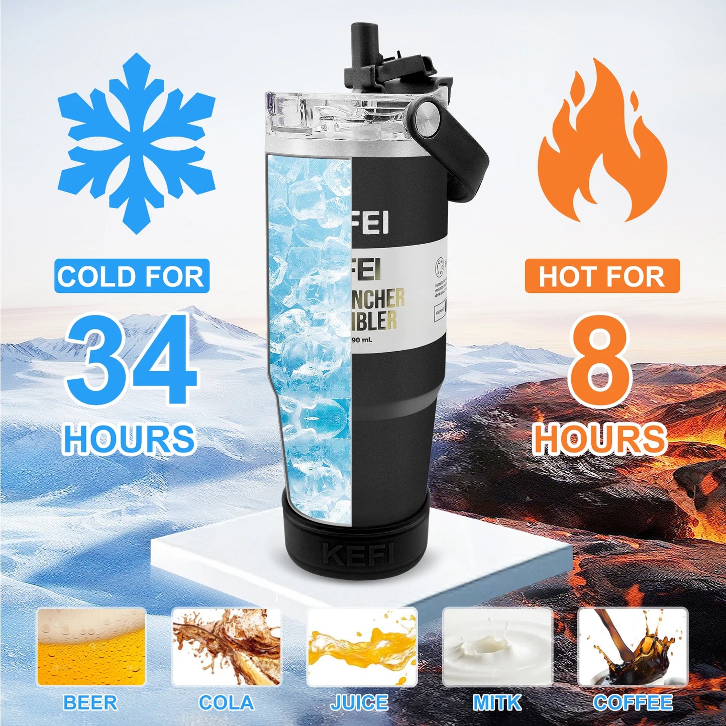 Insulated 30Oz Stainless Steel Tumbler With Lid And Straw