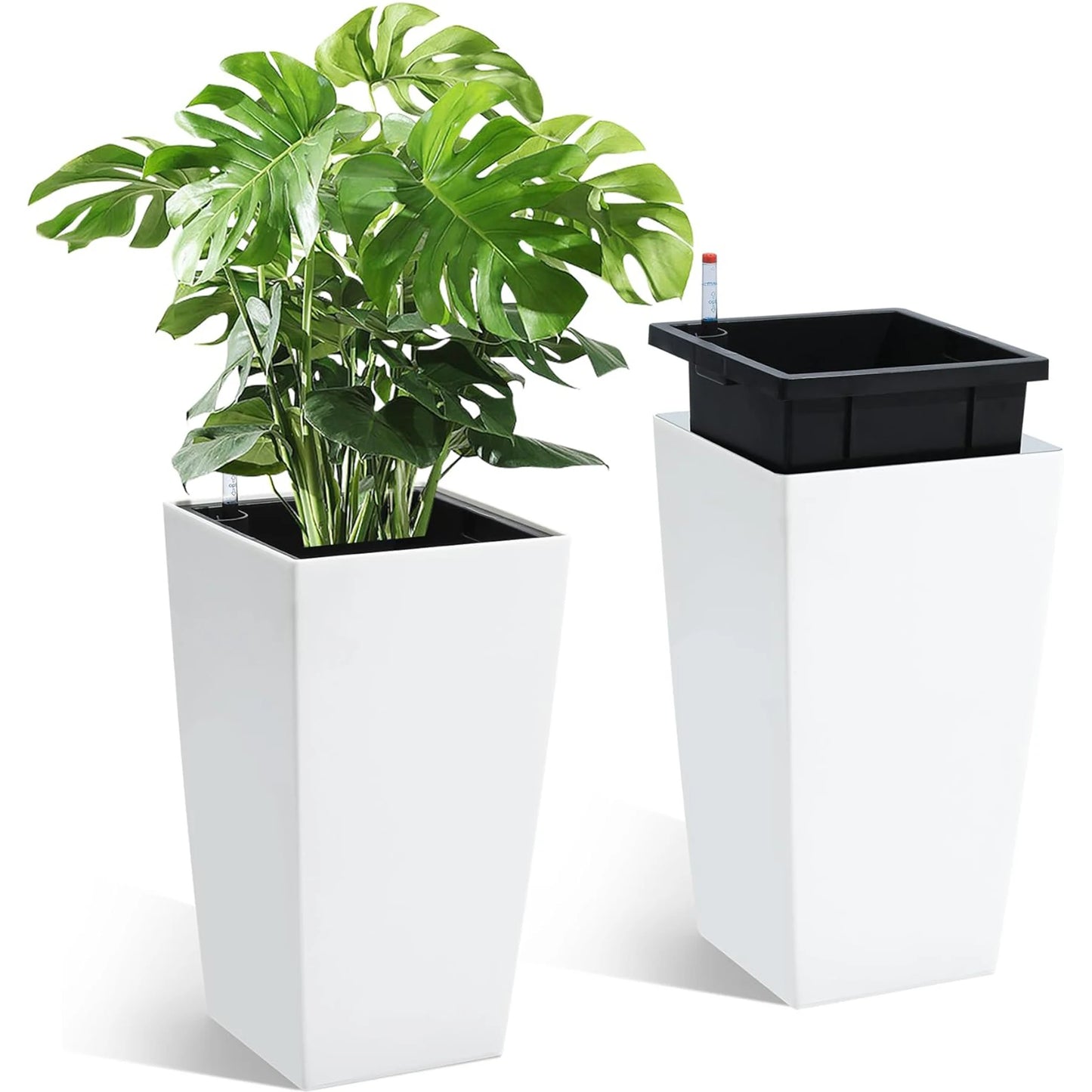 HiMISS Self Watering Planters Pair for Indoor Outdoor Front Porch