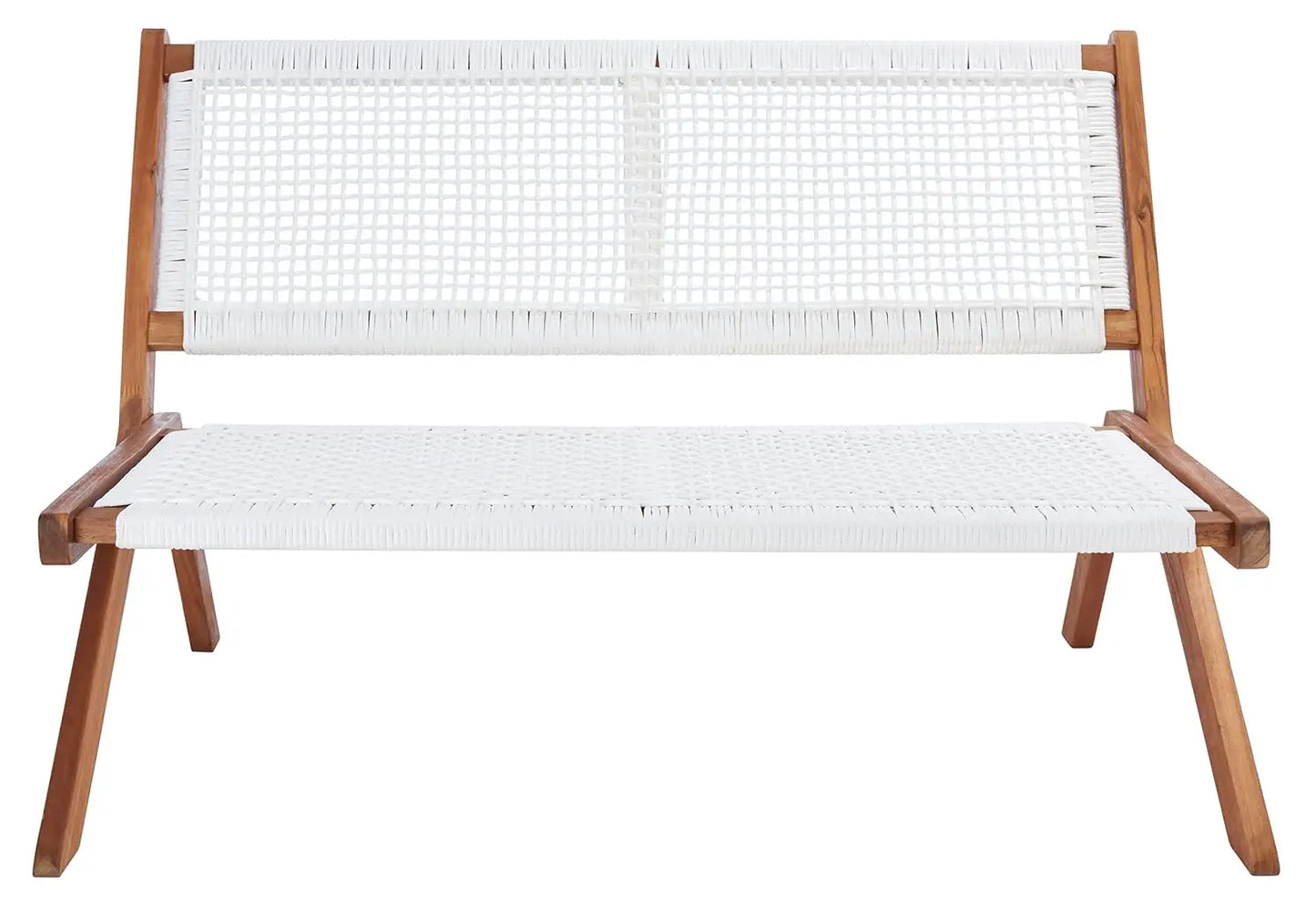 Natural Wood And Rope Foldable Bench Outdoor Patio