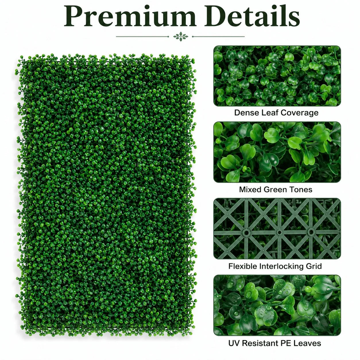 12/24 Pack 24x16 Inch Boxwood Hedge Panels, 32/64 Sq Ft, 1.6" UV Resistant Artificial Plant Wall, Privacy Screen for Garden & Backyard