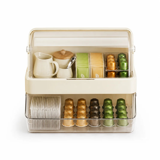 Tea Bag Storage Box With Lid Double Layer Organizer Countertop