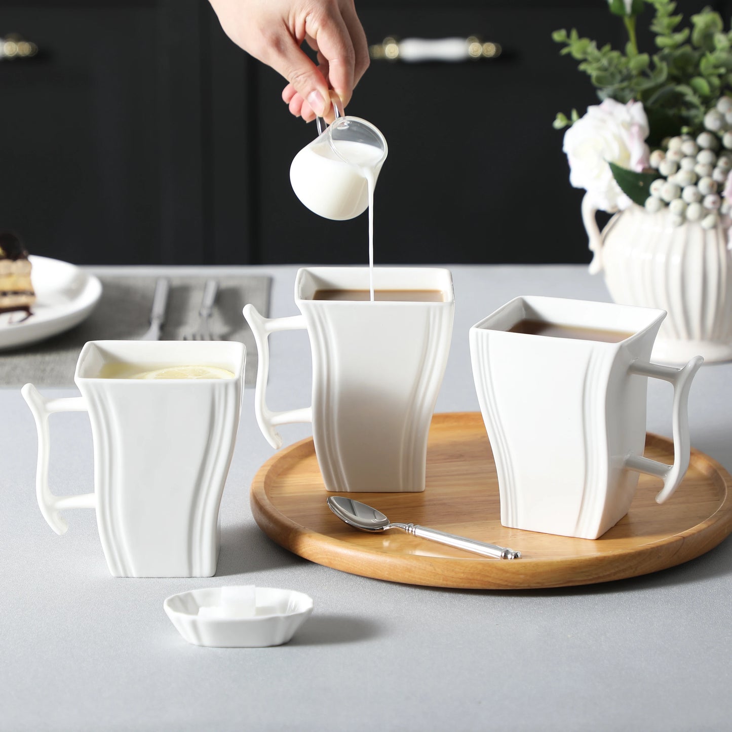 MALACASA Marble 6-Piece Coffee Service Set Porcelain