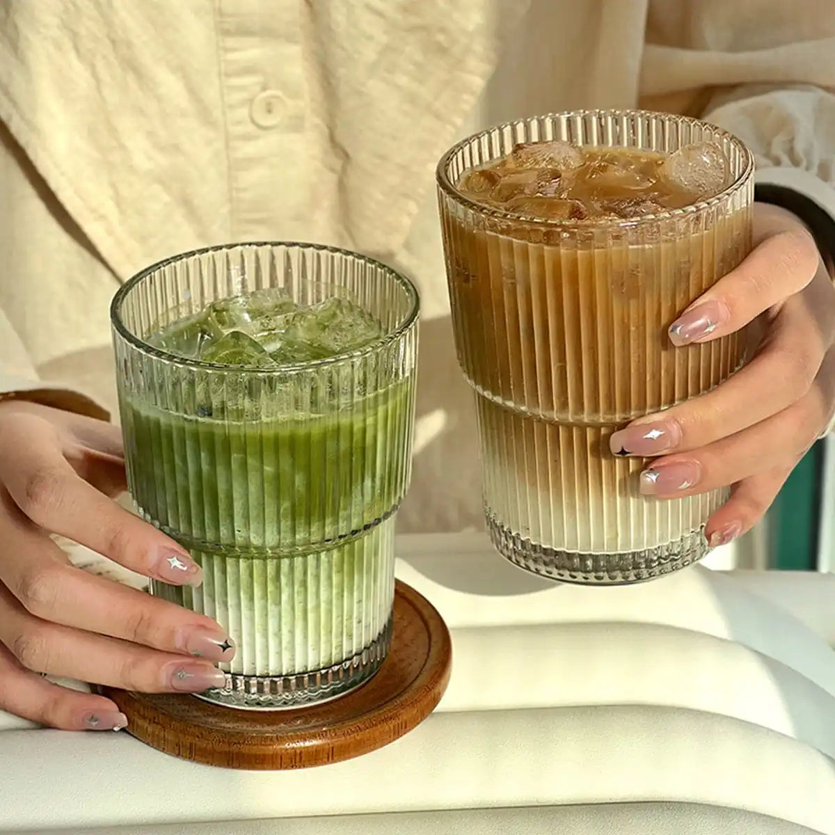 Fashionable Glass Straw Cup With Lid Portable For Coffee And Milk Tea