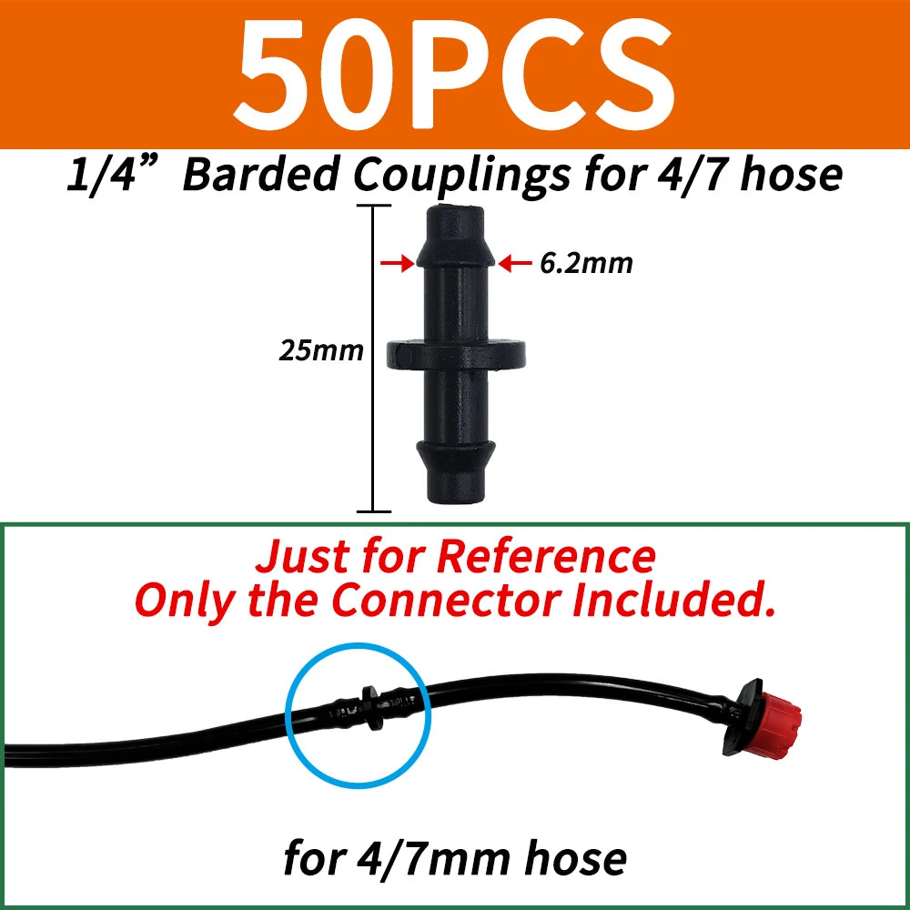 50PCS Plastic Barbed 3-Way TEE Connector for 4/7mm Tubing Watering Pipe Hose Couplings Micro Drip Irrigation Garden Tools