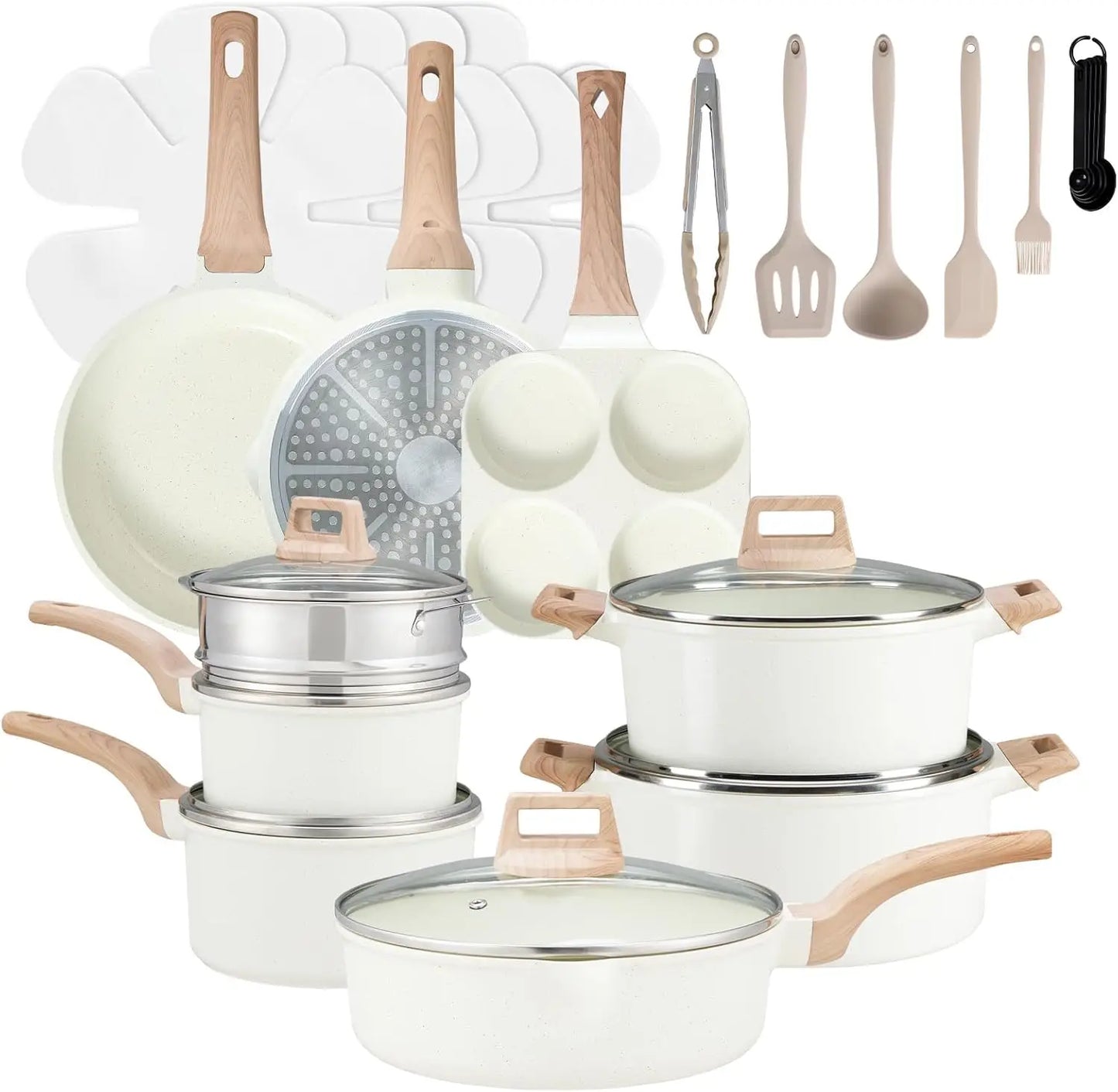 Nonstick Induction Cookware Set With Stackable Removable Handle