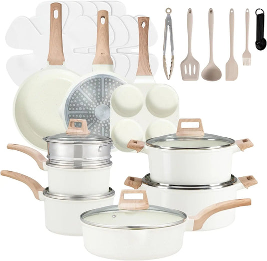 Nonstick Induction Cookware Set With Stackable Removable Handle
