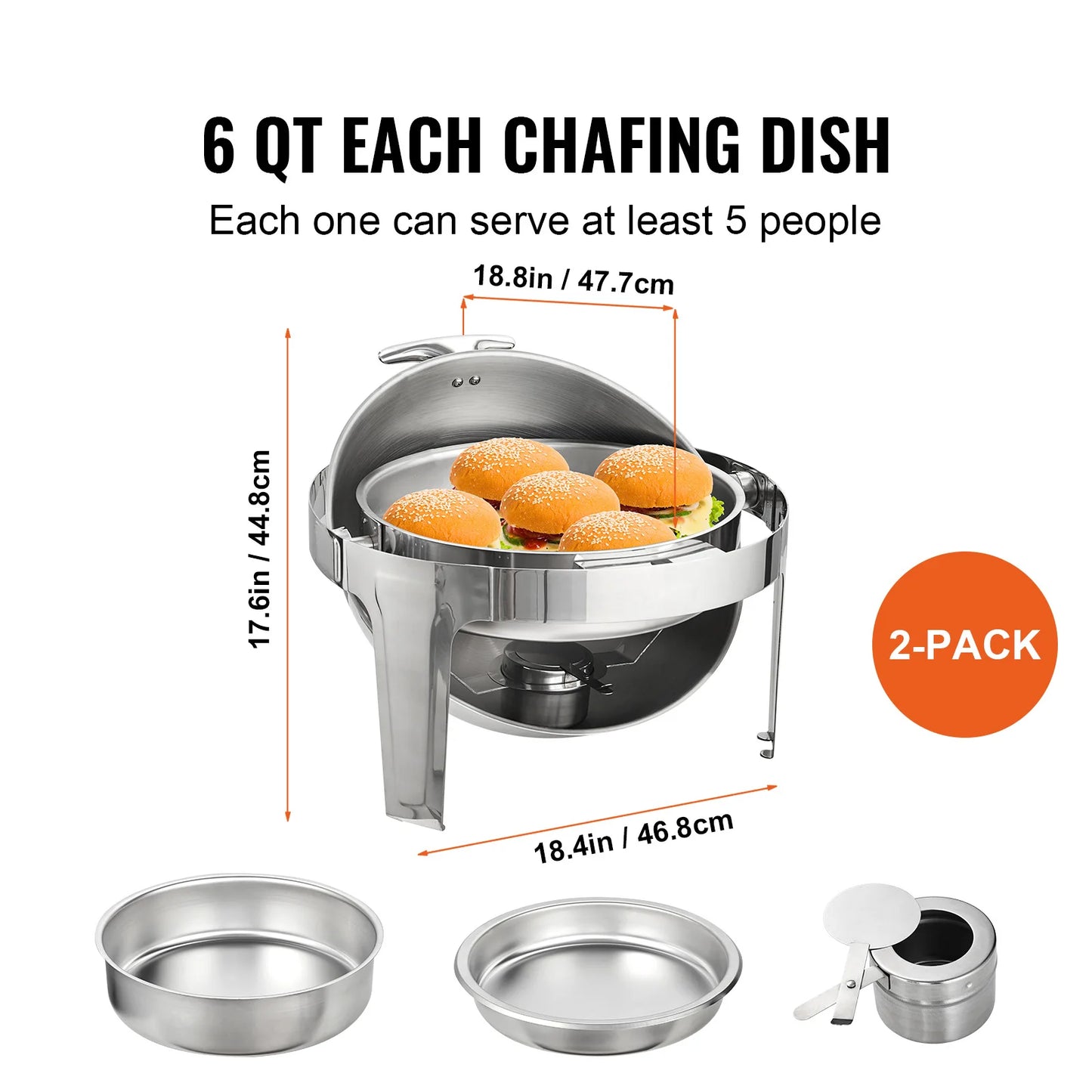Succebuy Rolltop ChafingDish Buffet Set 6 Qt With Pans