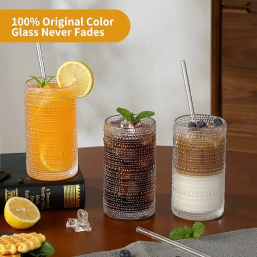 Vintage Hobnail Drinking Glasses Highball Tumblers for Water