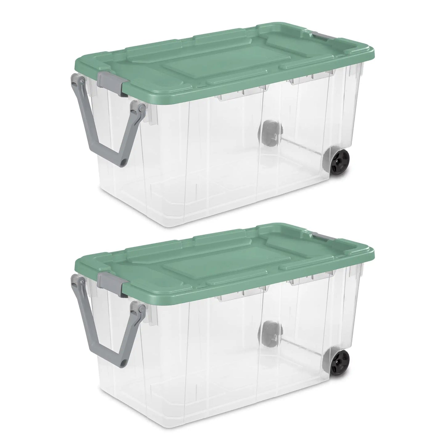 Sterilite Extra Large Storage Bin, 40 Gallon Wheeled Plastic Storage Container with Handle, Black, Pack of 2, Industrial