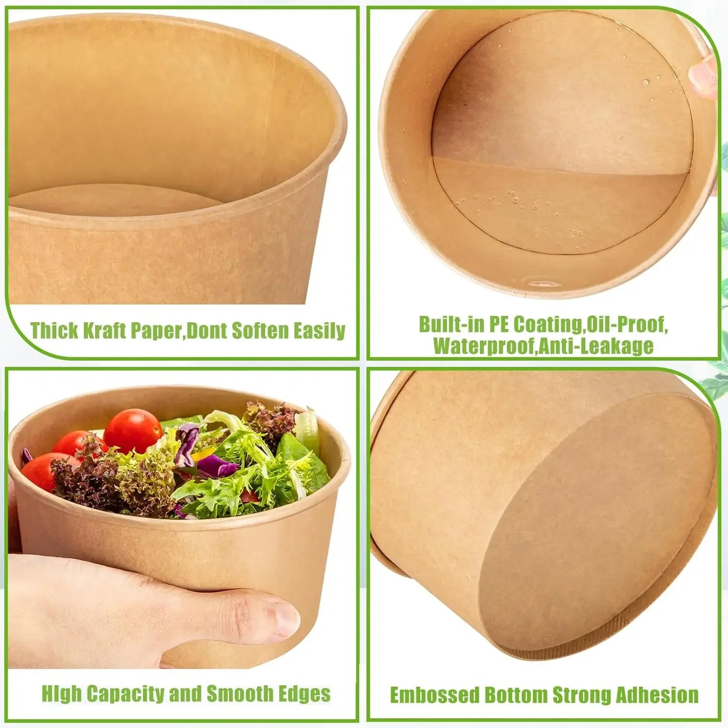 Kraft Paper Disposable Lunch Boxes With Lids For Soup Noodles