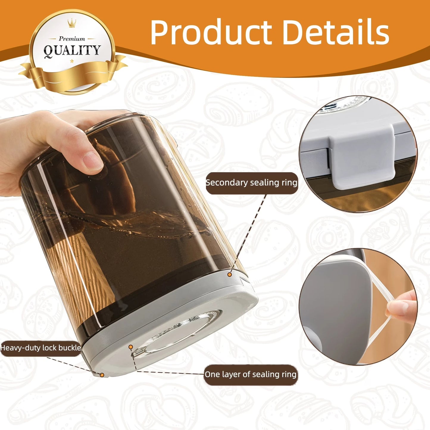 Brown Sugar Keeper Container Set, Airtight Lid 63 Oz & 45 Oz Clear Glass Jars with Moisture Control Disc, 2 Pack Food Storage Canister for Soft Brown Sugar, Baking Supplies