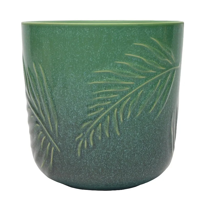 Ceramic Planter With Botanical Design For Indoor And Outdoor