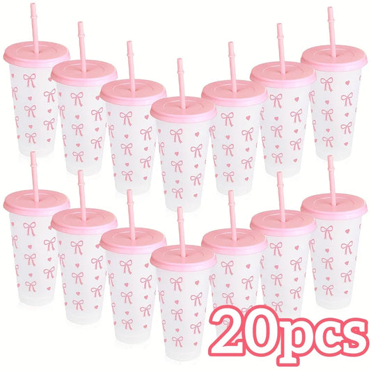 Reusable Cups With Straw And Lid For Cold Drinks Bow