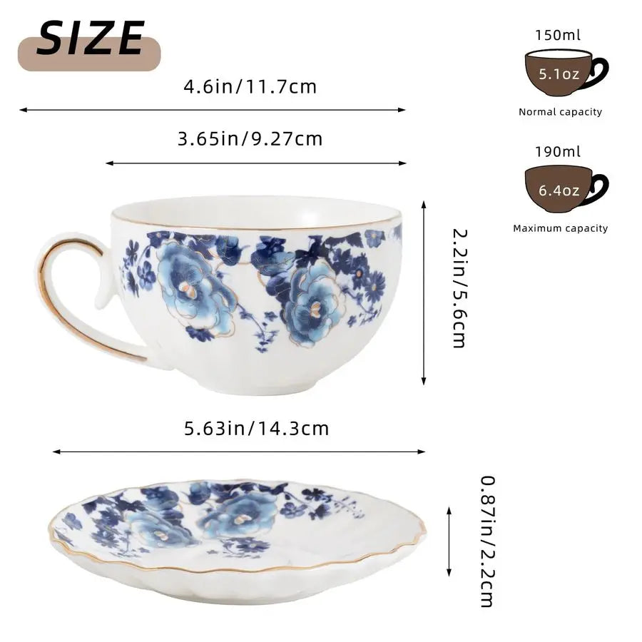 Floral Tea Cup and Saucer Set of Four