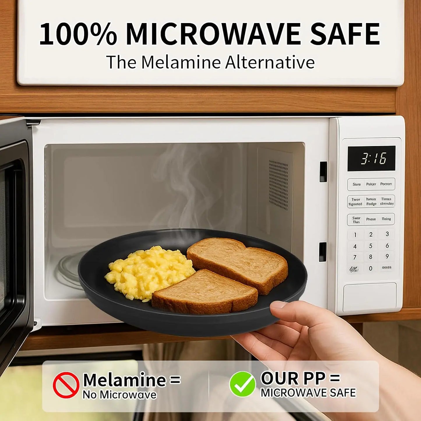 RV Camping Dinnerware Set for 8 Microwave Safe Unbreakable Cutlery