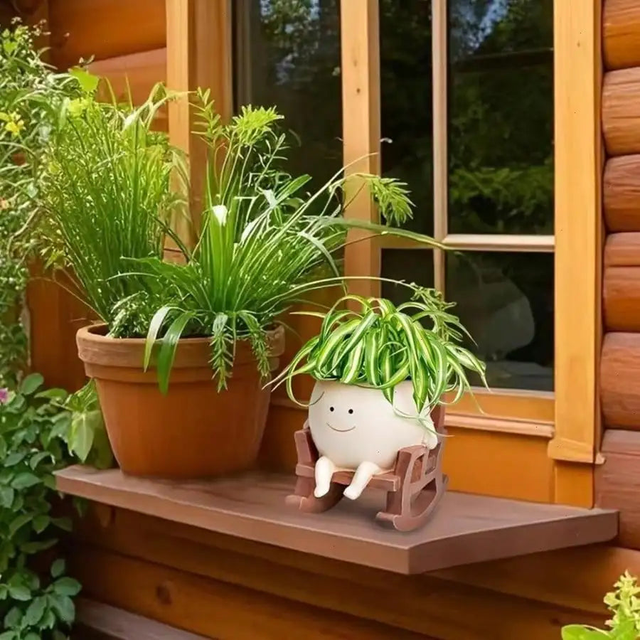 Porcelain Face Rocking Chair Planter Pot For Indoor Outdoor Succulents