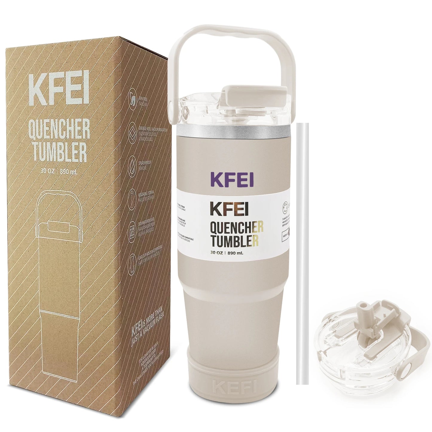 Insulated 30Oz Stainless Steel Tumbler With Lid And Straw