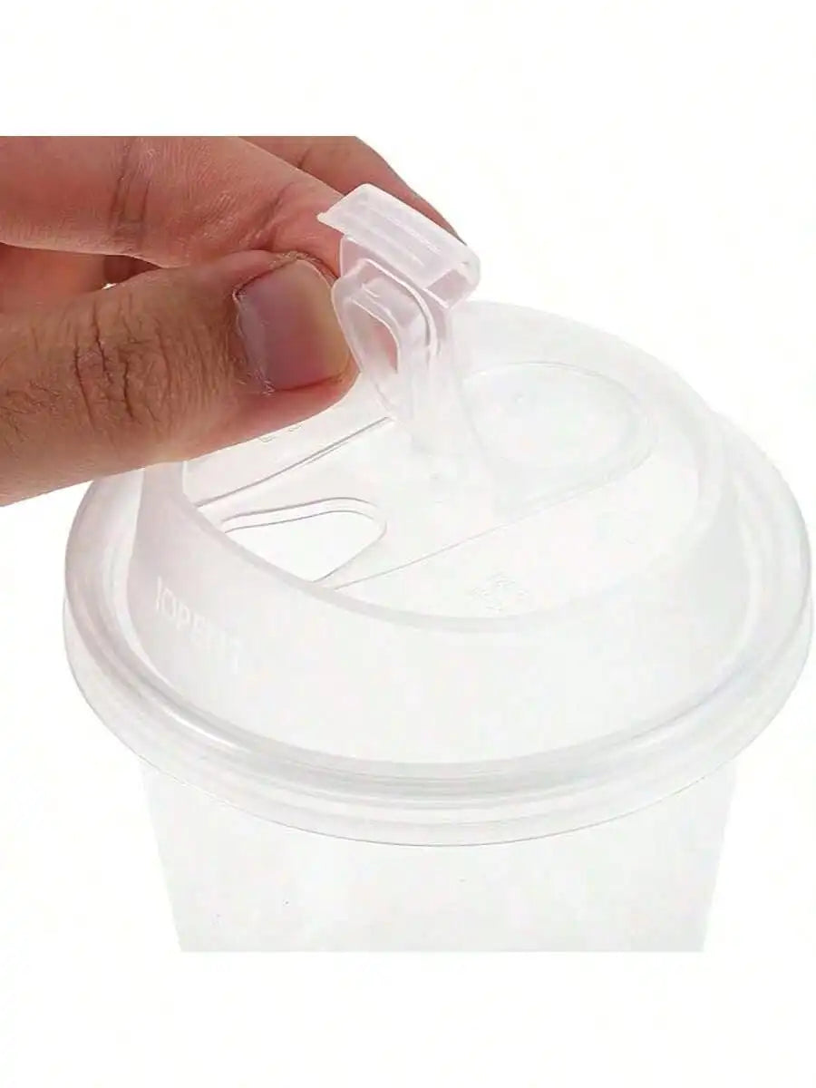 Clear PET Iced Coffee Cups With Strawless Sip Lids