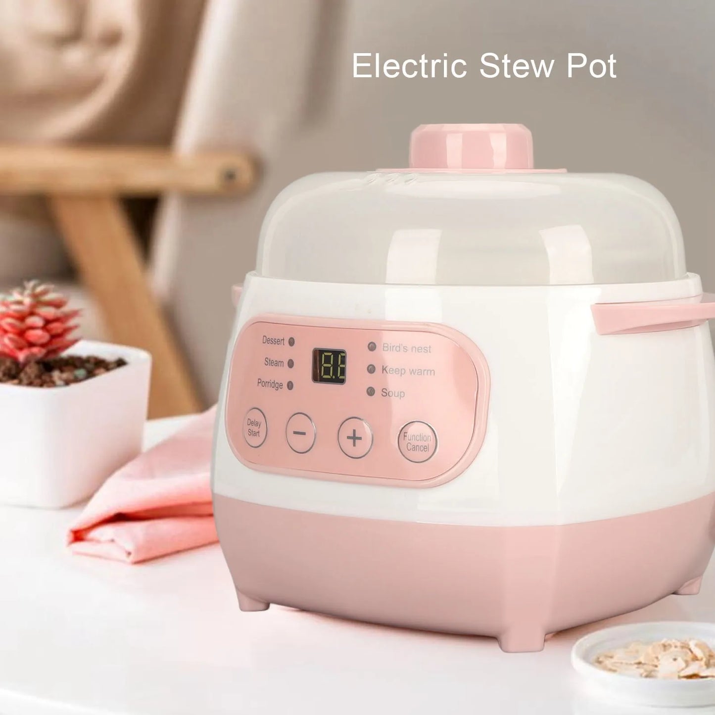 TOPINCN Ceramic Rice Cooker Stew Pot Anti Dry Burn Electric