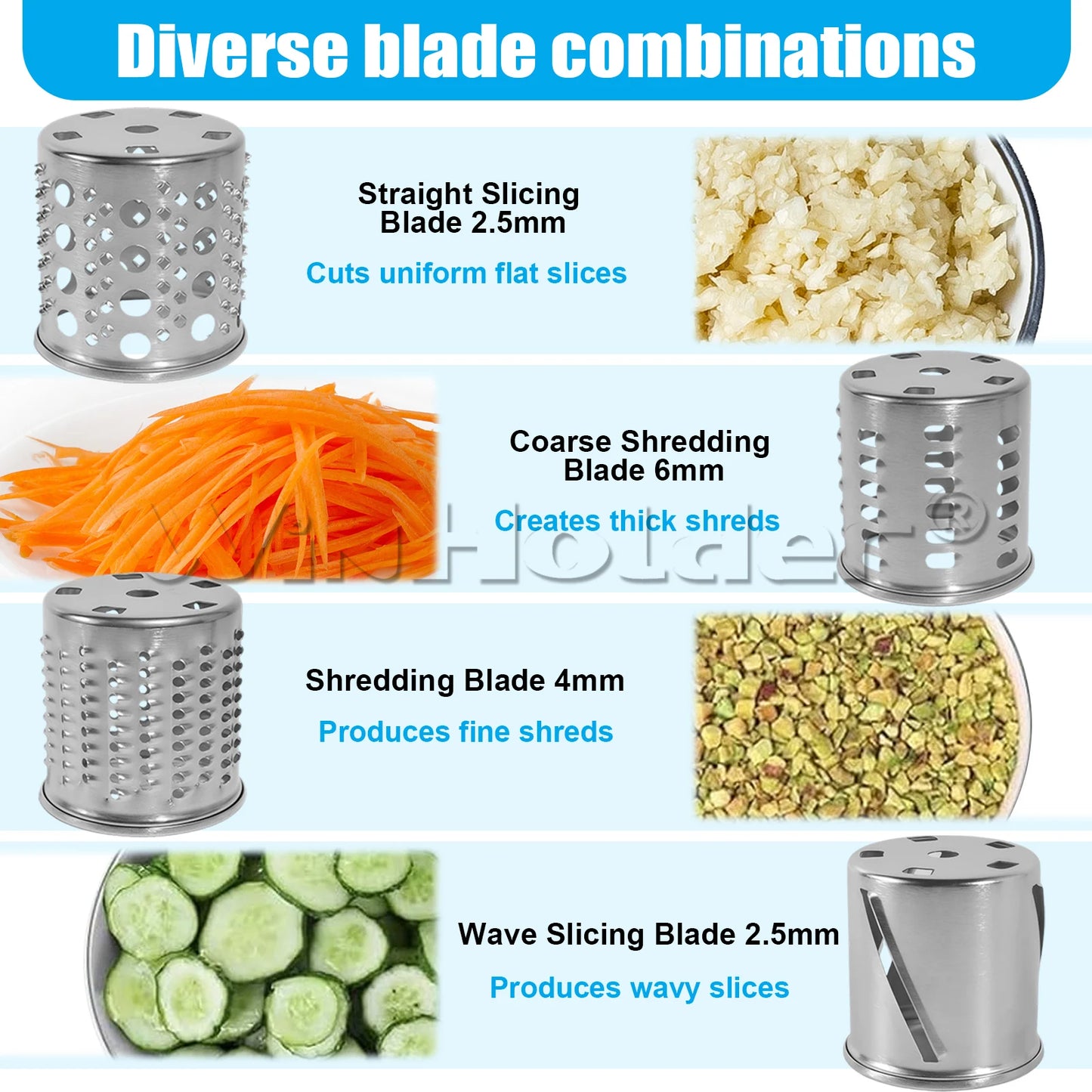 2Set Large 4 Cutting Blades Stainless Steel Slicer Shredder Attachment+Food Meat Grinder Attachment For KitchenAid Dishwasher Safe Vegetable Cheese Grater Accessories