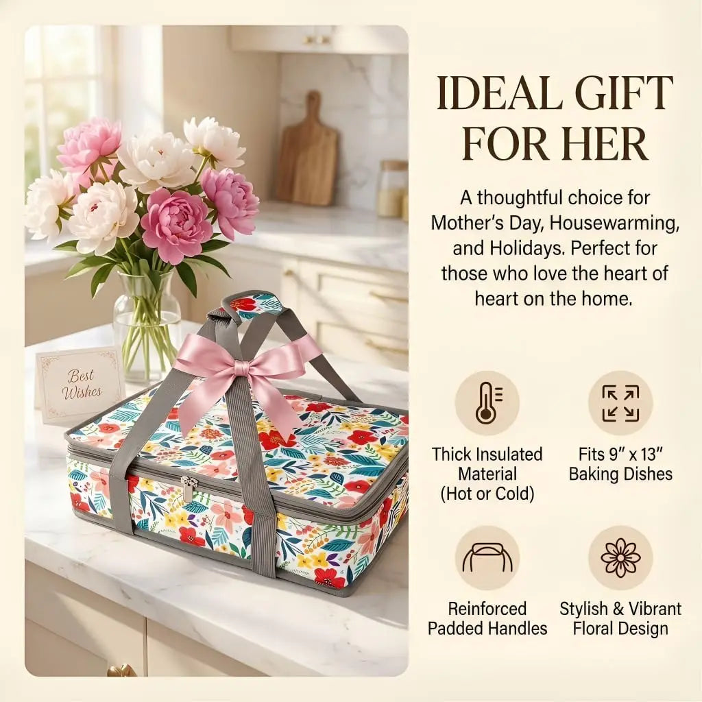 Insulated Casserole Carrier With Leakproof Lining For Food