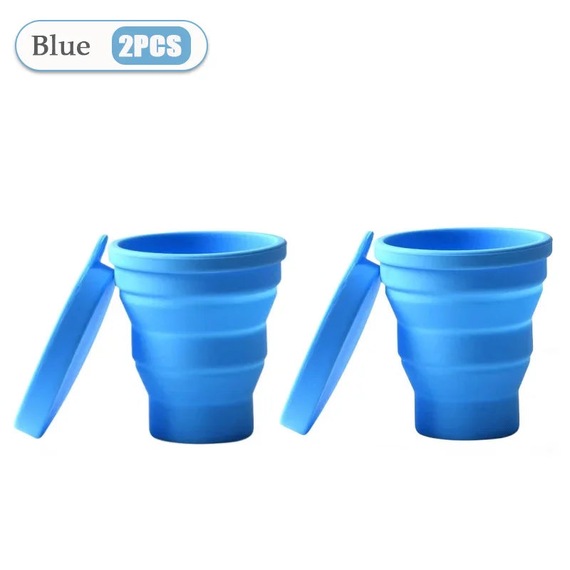 Silicone Folding Telescopic Cup With Lid For Tea And Coffee