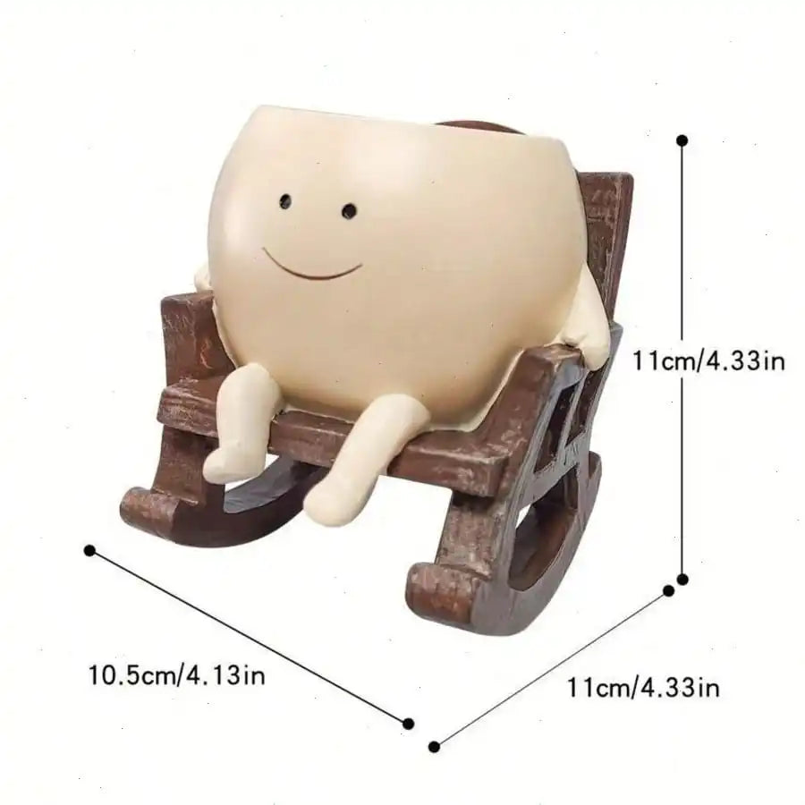 Porcelain Face Rocking Chair Planter Pot For Indoor Outdoor Succulents
