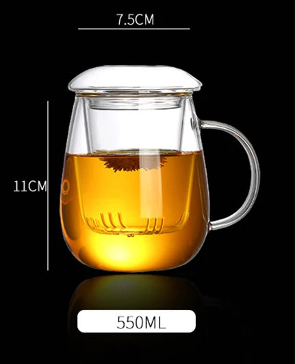 Crystal Glass Chinese Style Tea Mug With Lid And Filter