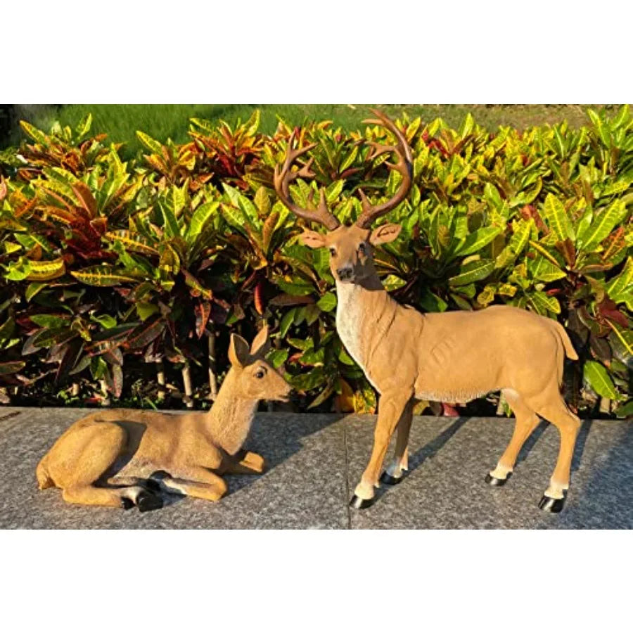 SHXI Resin Deer Figurine Set Female and Male Garden Statues