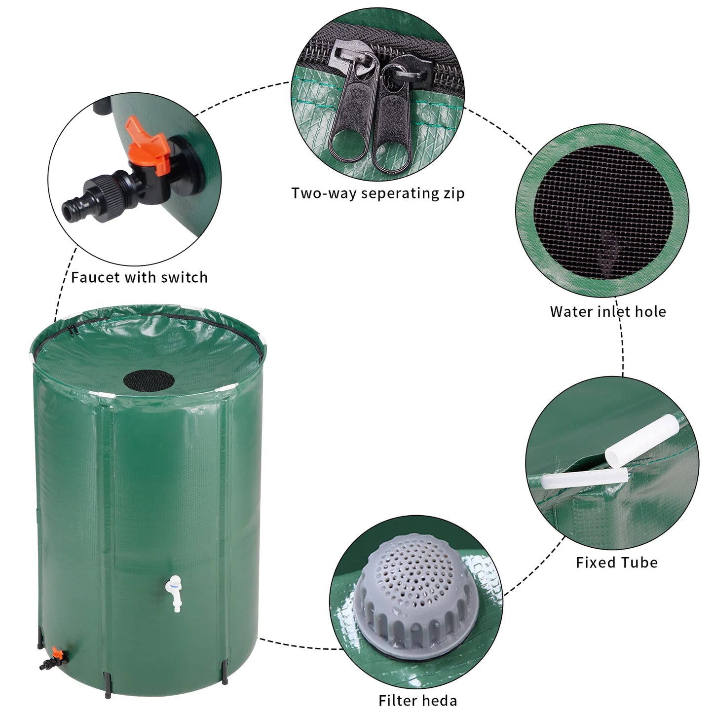100 Gallon Collapsible Rain Barrel Water Collector, Portable Foldable Rain Water Storage Tank with Spigot for Garden Irrigation