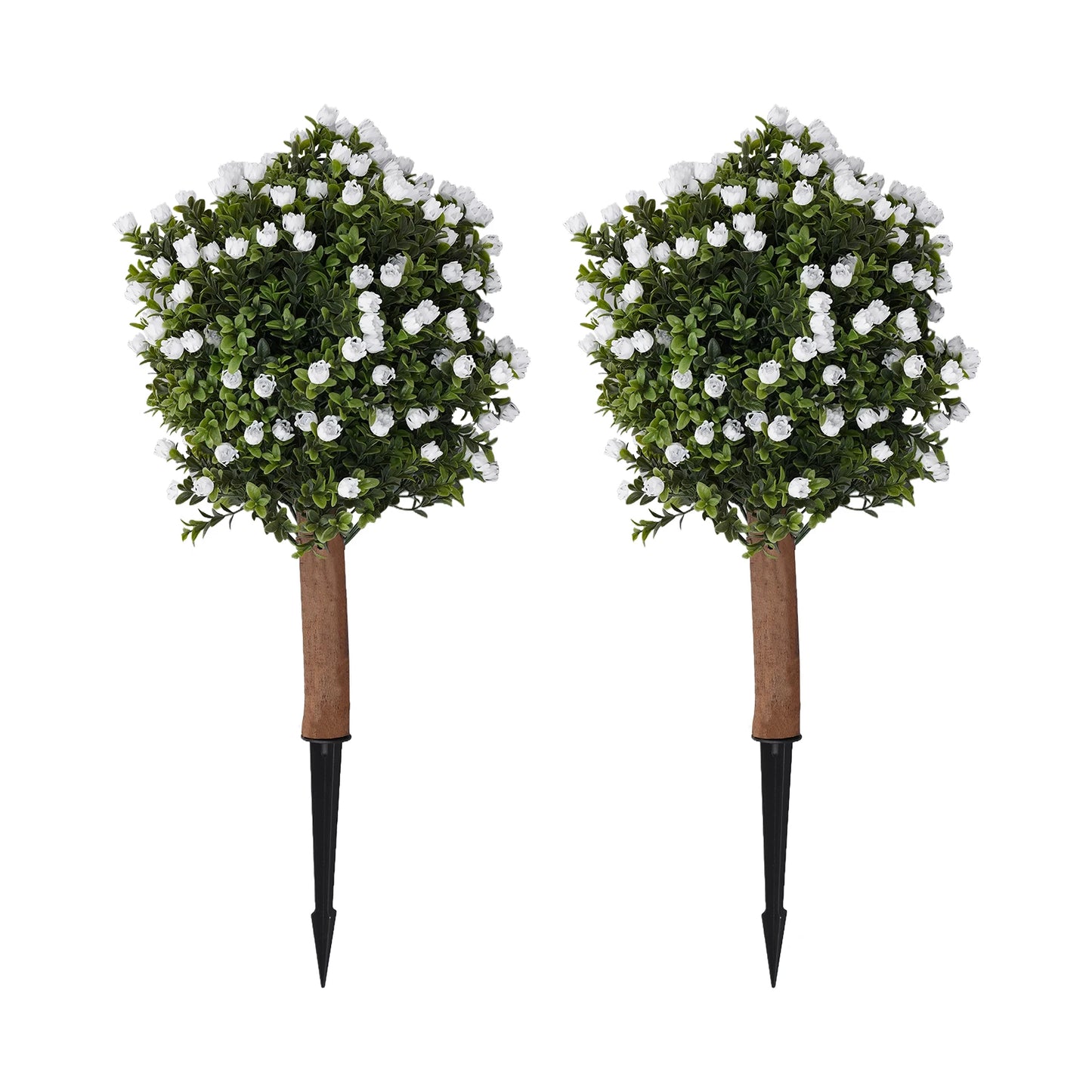 Outdoor Landscape Greenery, Artificial Ginkgo Biloba Tree, Wood Plastic 69cm 2pcs White Bloom Ground Spike Artificial Ginkgo Biloba Tree, Artificial Ginkgo Biloba Tree Courtyard Balcony Home Layout Accessory