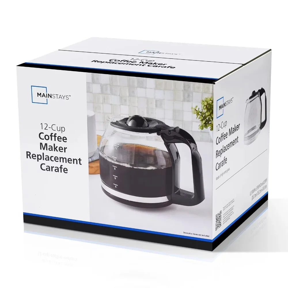 Clear Borosilicate Glass Coffee Carafe with Handle Replacement Spare Pot 12 Cup Capacity Fit Most Drip Coffee Machines Home Coffee Maker Replacement Container