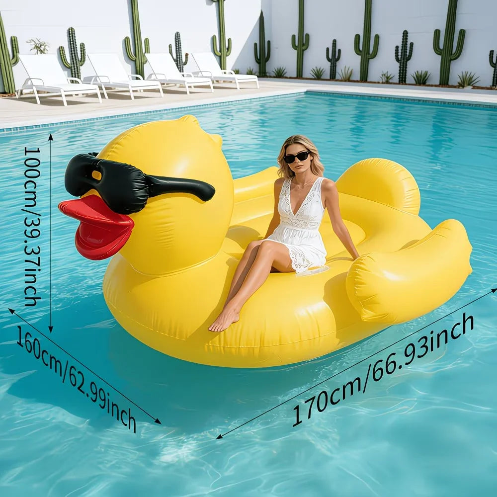 Enormous Inflatable Glasses Yellow Duck Pool Float For Adults