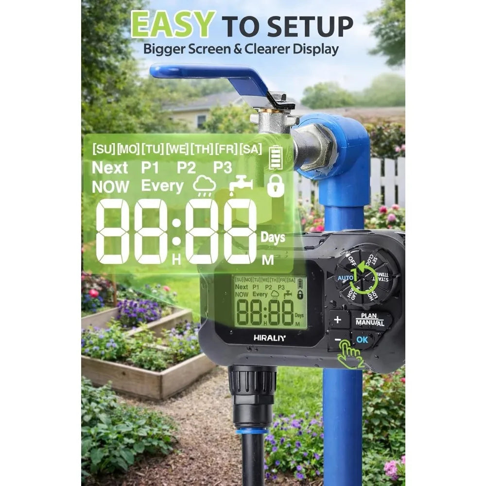 100FT Drip Irrigation Kit with Timer, Quick-Connect Garden Watering System, 24 Adjustable Drippers for Raised Beds, Lawn & Greenhouse