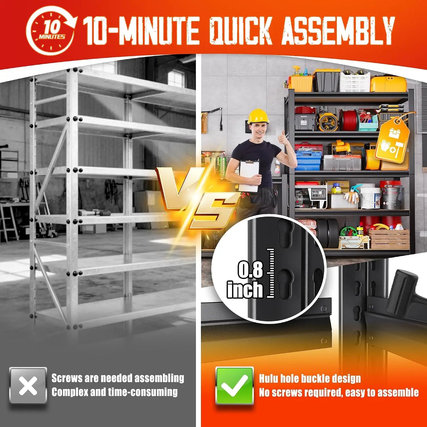 71"H-32"W-14"DGarage Shelving-5 Tier Garage Storage Shelves,Adjustable Heavy Duty Metal Shelving Unit and Storage, Customized