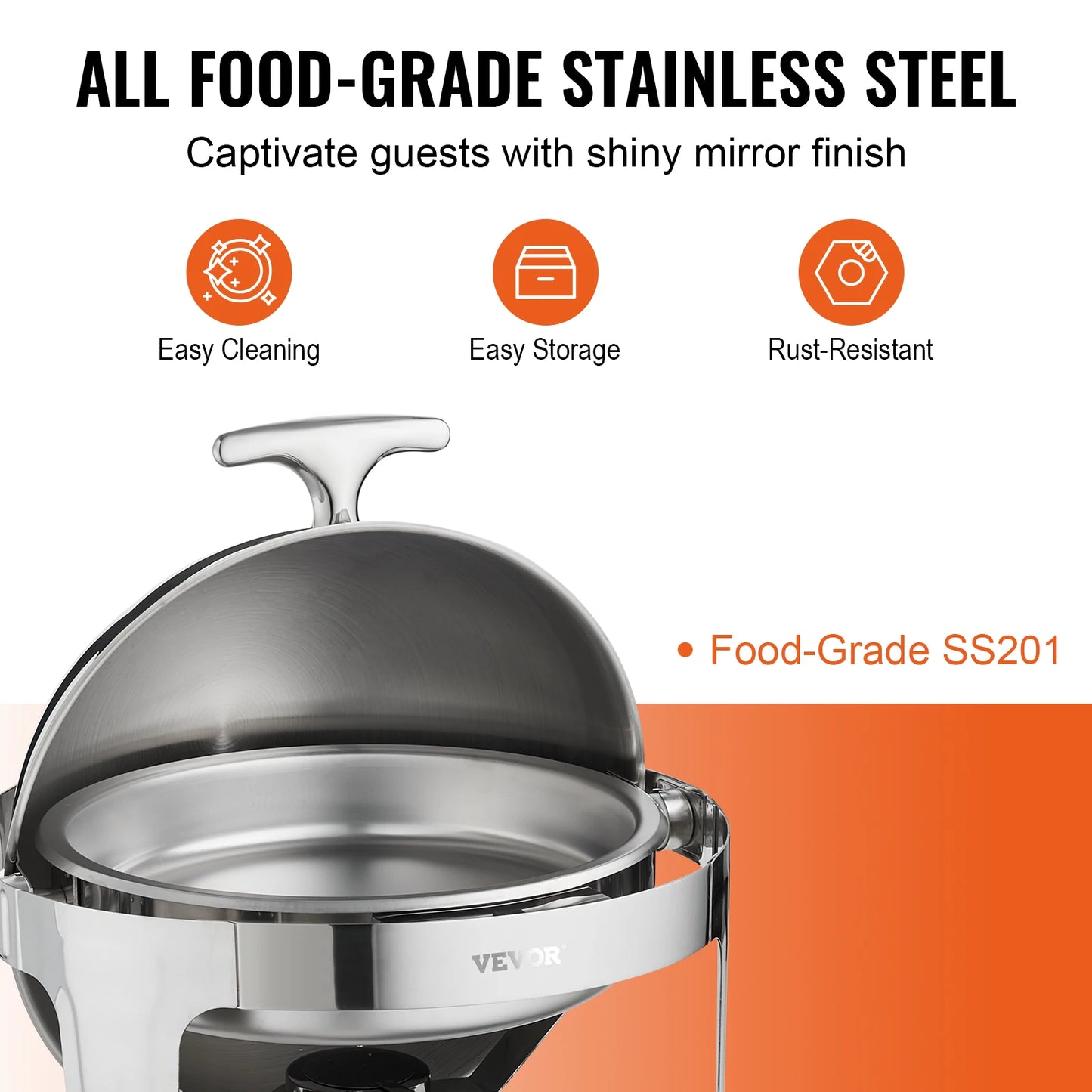 Succebuy Rolltop ChafingDish Buffet Set 6 Qt With Pans