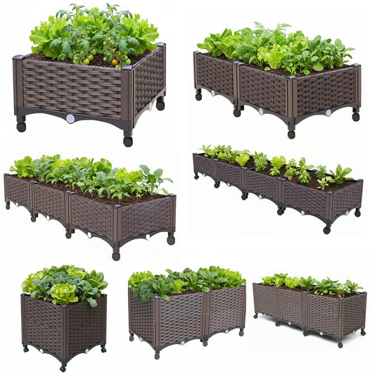 Elevated Garden Box With Drainage Plug For Outdoor Planter Beds
