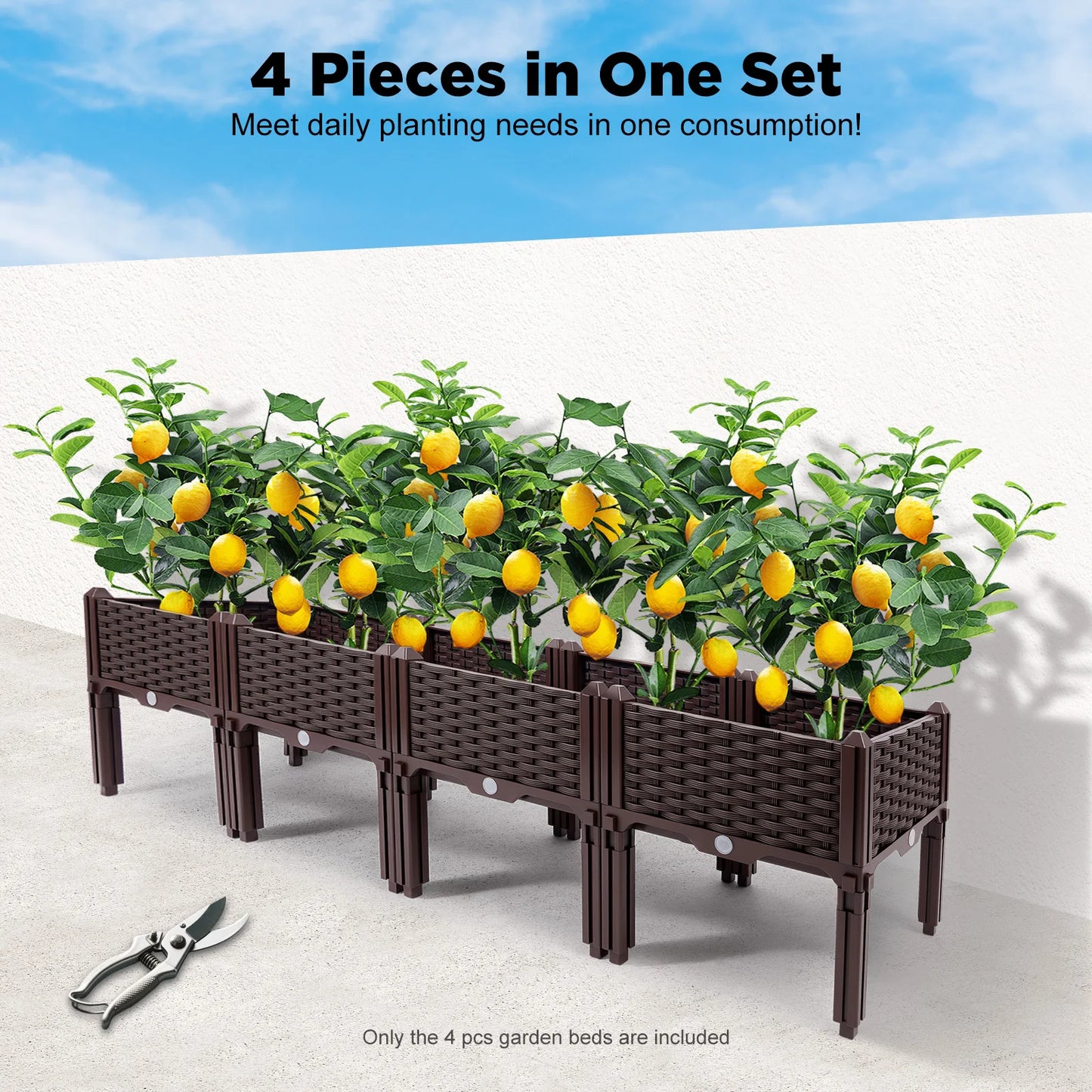 Bymaocar 4 Raised Garden Bed Kit With Drainage Holes