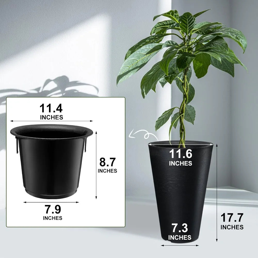 Set Of Two Tall Outdoor Planters Resin With Drainage