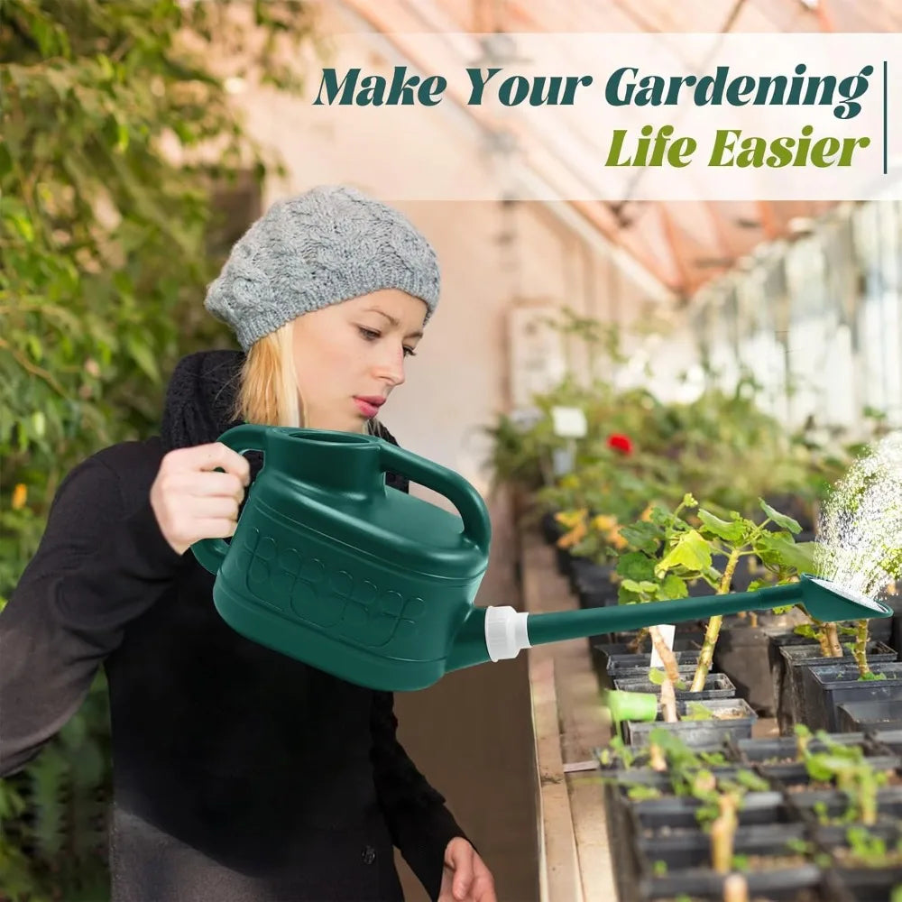1 Gallon Watering Can with Removable Long Spout & Stainless Steel Sprinkler Head, Plastic Indoor Outdoor Garden Watering Can for Plants