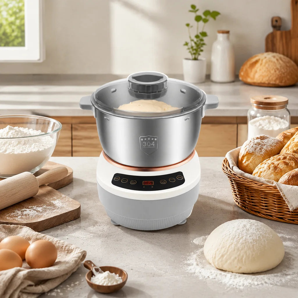 200W Electric Dough Maker 5L/169.09 Oz US Standard Ferment Function Flour Kneading Machine 304 Stainless Steel for Pizza Bread