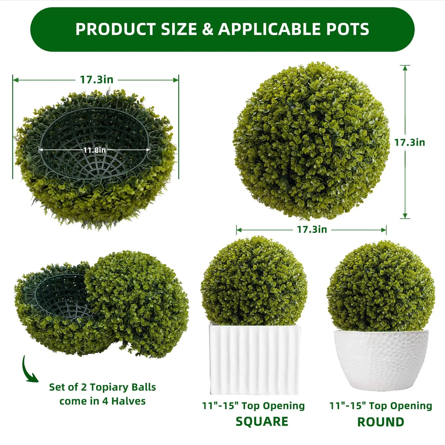 StudysetCN Artificial Outdoor Topiary Balls Set Of 2