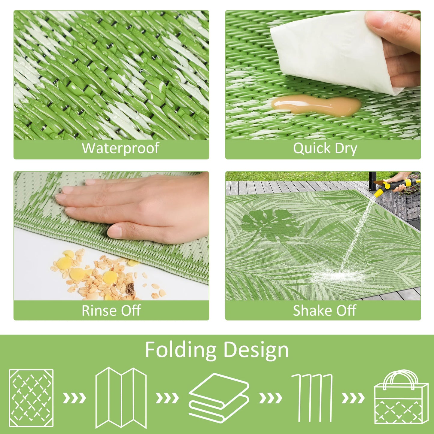 Outdoor Waterproof Recycled Polypropylene Straw Rug Patio Carpet