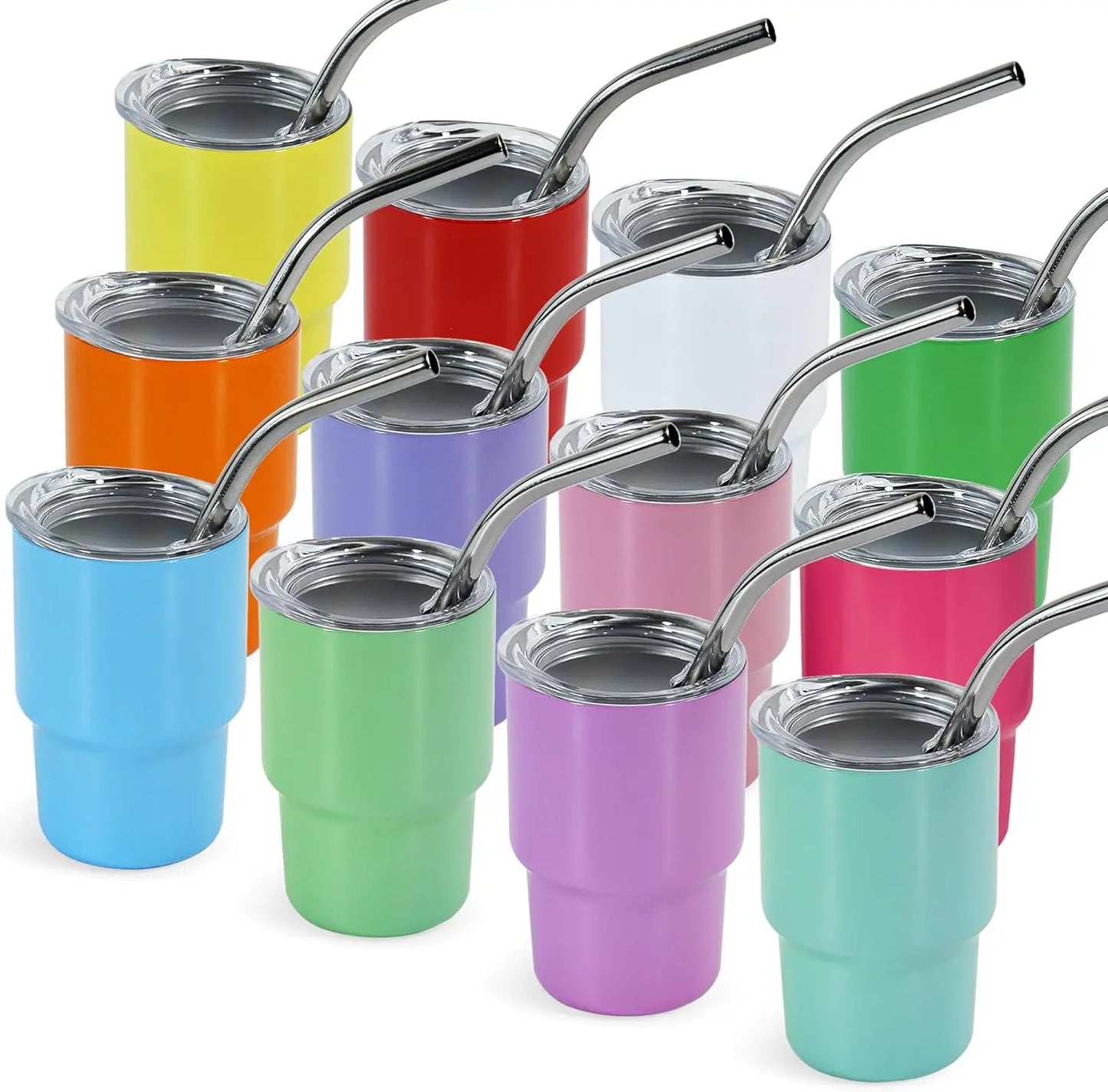 Mini Tumbler Shot Glasses With Straw And Lid