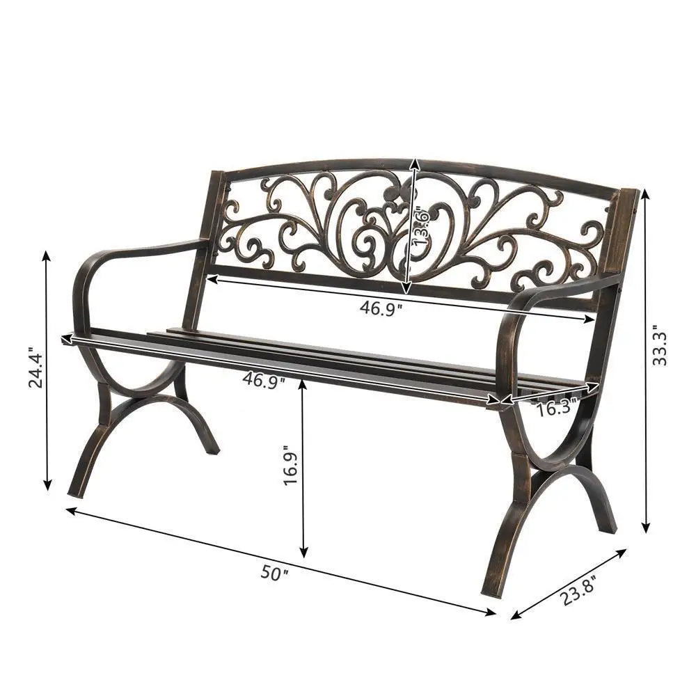 Unbranded Cast Iron 2 Person Patio Bench For Outdoor Use