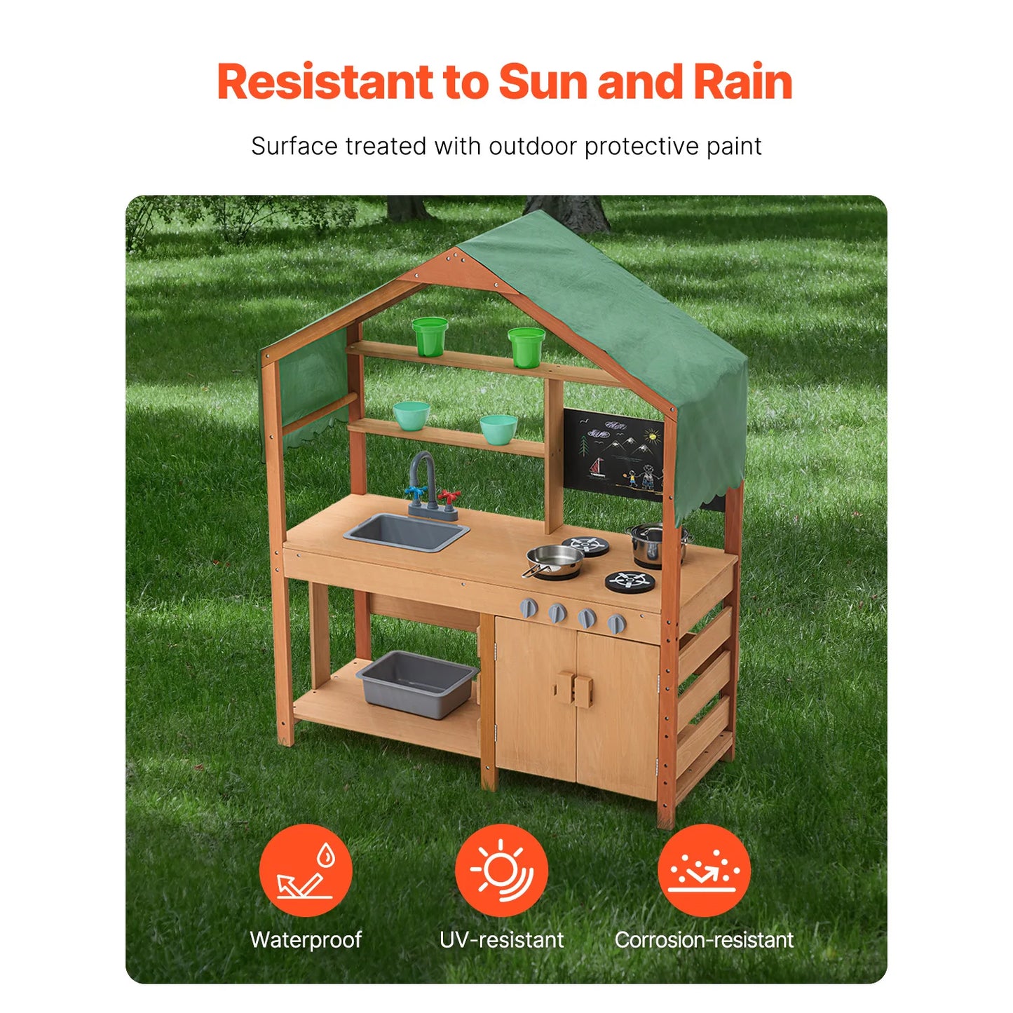 Mud Kitchen Play Set For Kids With Stoves And Faucet