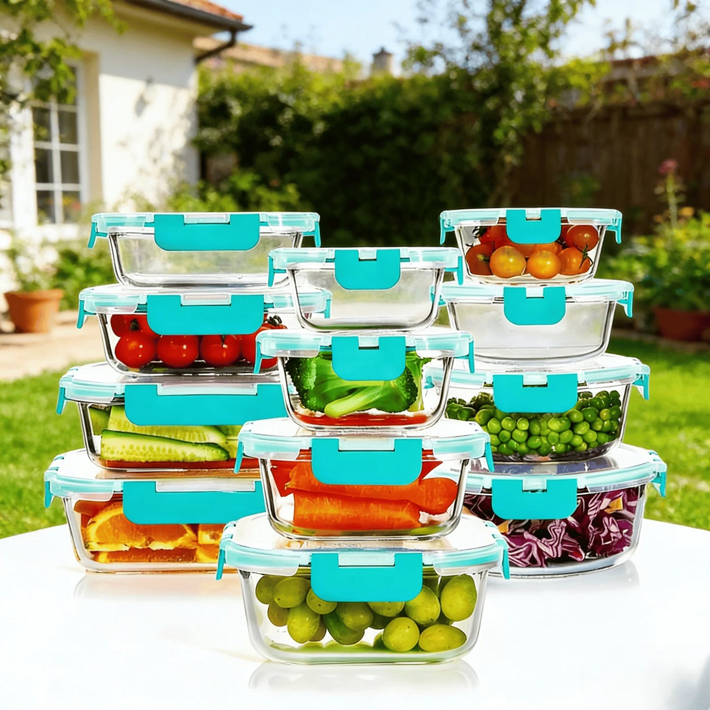 Glass Meal Prep Food Storage Containers Set Airtight BPA Free